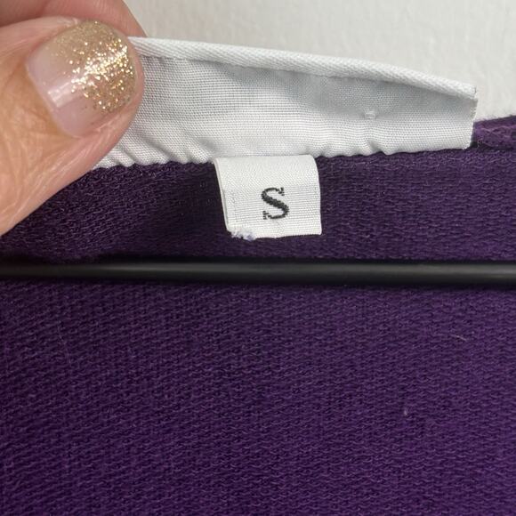 Bryn Walker Women Top Small Purple Black Tunic Lagenlook Oversized Stretch - Picture 8 of 9